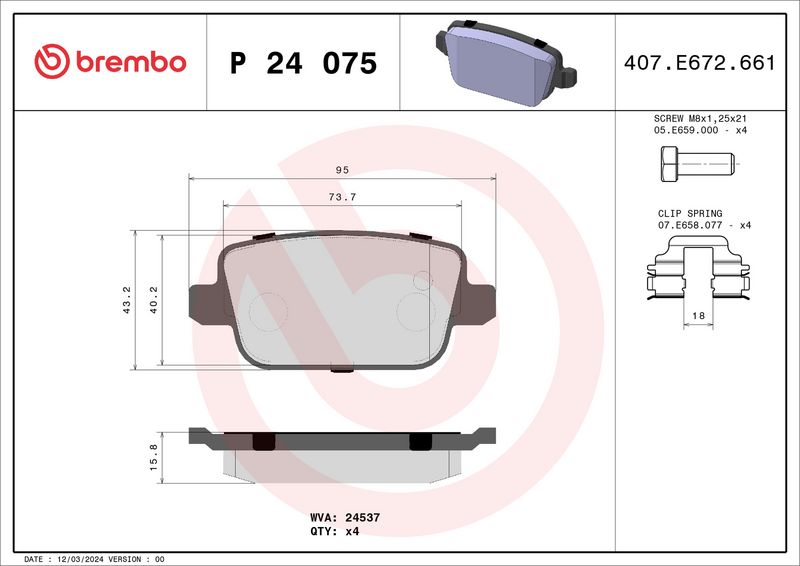Brembo P24075 Brake Pad Set, disc brake - 1