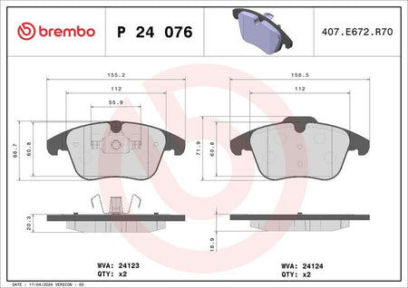 Brembo P24076 Brake Pad Set, disc brake - 1