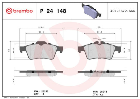 Brembo P24148 Brake Pad Set, disc brake - 1