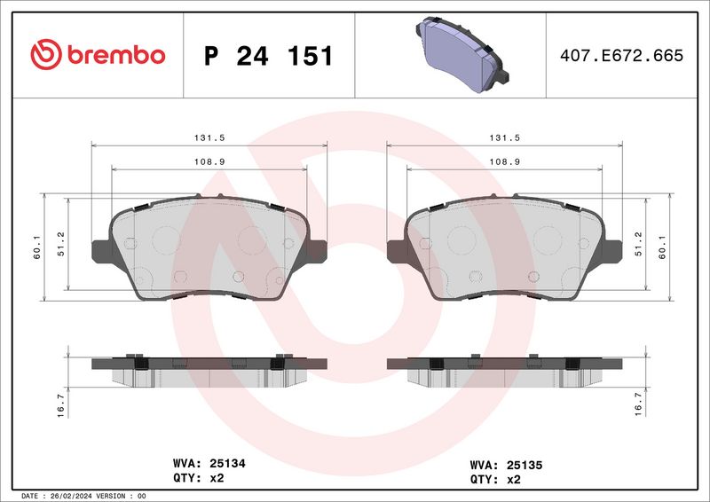 Brembo P24151 Brake Pad Set, disc brake - 1