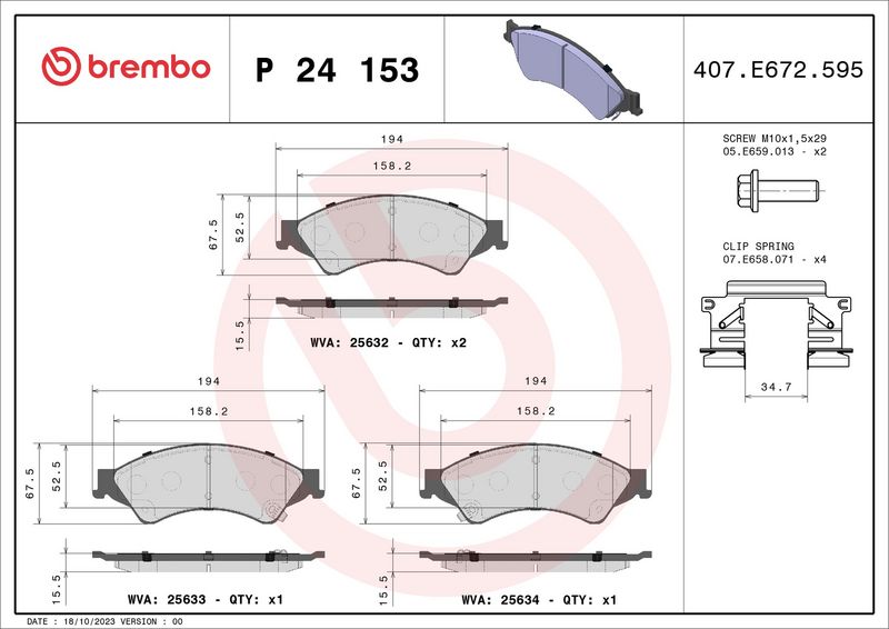 Brembo P24153 Brake Pad Set, disc brake - 1