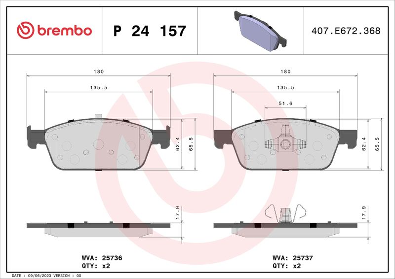 Brembo P24157 Brake Pad Set, disc brake - 1