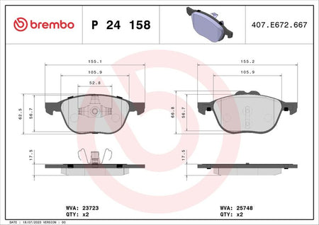 Brembo P24158 Brake Pad Set, disc brake - 1
