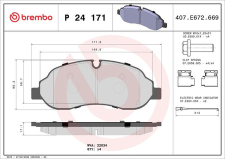 Brembo P24171 Brake Pad Set, disc brake - 1
