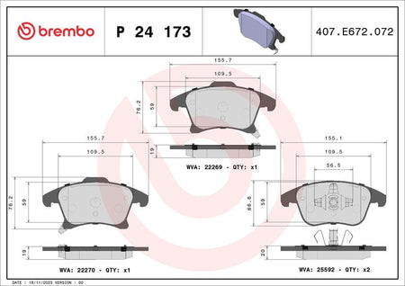 Brembo P24173 Brake Pad Set, disc brake - 1