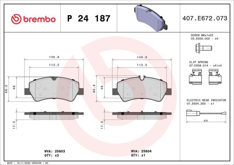 Brembo P24187 Brake Pad Set, disc brake - 1