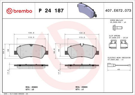 Brembo P24187 Brake Pad Set, disc brake - 1