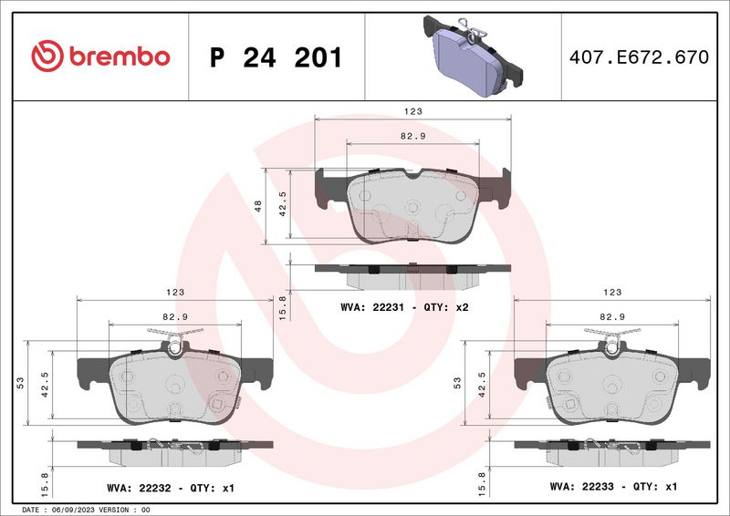 Brembo P24201 Brake Pad Set, disc brake - 1