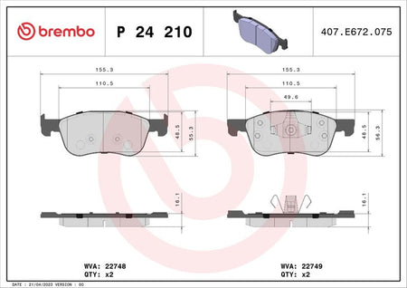 Brembo P24210 Brake Pad Set, disc brake - 1