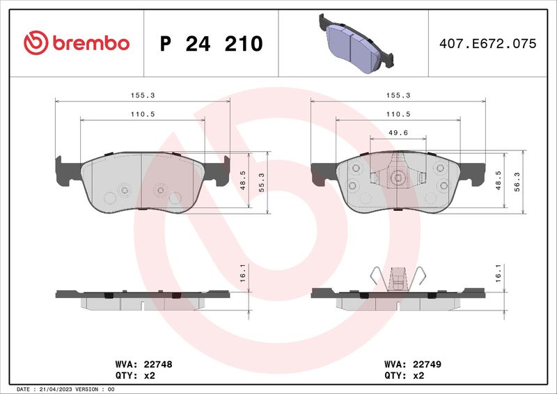 Brembo P24210 Brake Pad Set, disc brake - 1