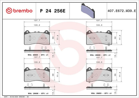 Brembo P24256E Brake Pad Set, disc brake - 1