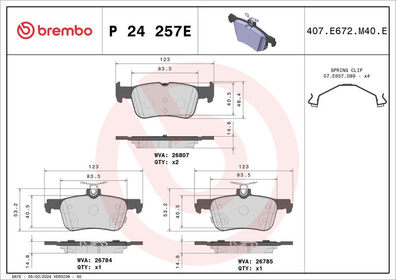 Brembo P24257E Brake Pad Set, disc brake - 1