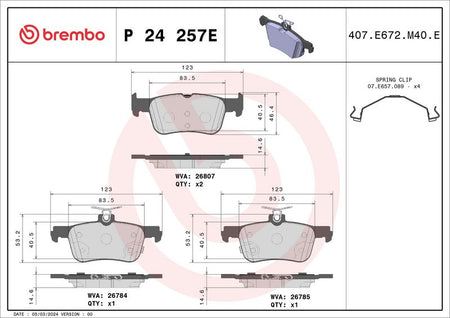 Brembo P24257E Brake Pad Set, disc brake - 1