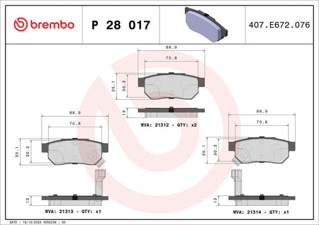 Brembo P28017 Brake Pad Set, disc brake - 1