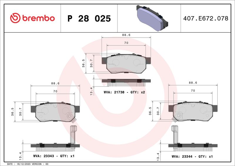Brembo P28025 Brake Pad Set, disc brake - 1