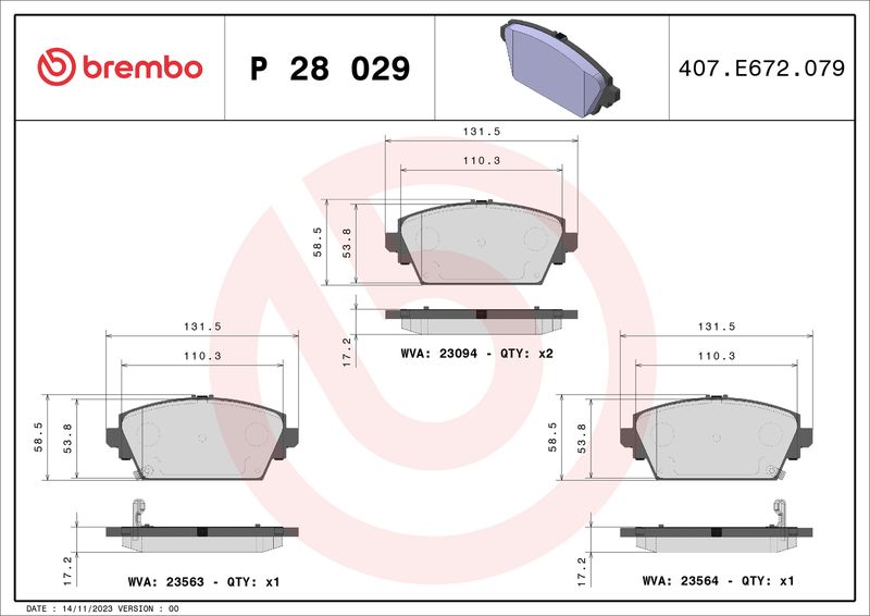 Brembo P28029 Brake Pad Set, disc brake - 1