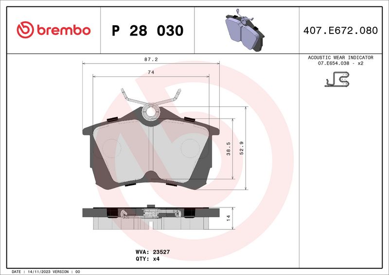 Brembo P28030 Brake Pad Set, disc brake - 1