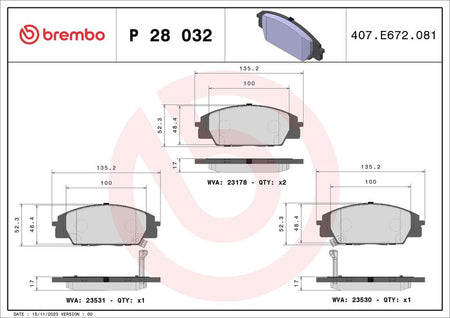 Brembo P28032 Brake Pad Set, disc brake - 1
