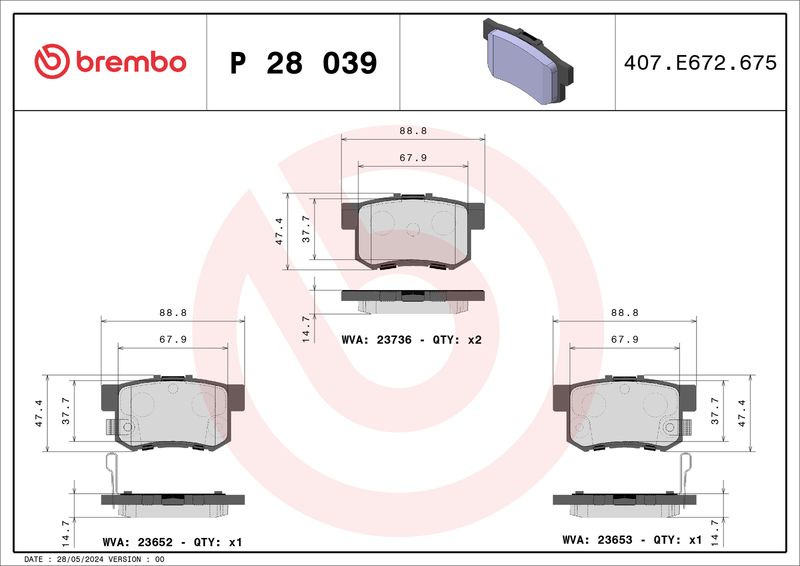 Brembo P28039 Brake Pad Set, disc brake - 1