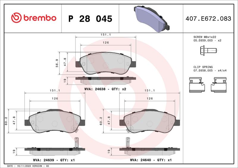 Brembo P28045 Brake Pad Set, disc brake - 1