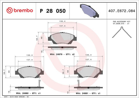 Brembo P28050 Brake Pad Set, disc brake - 1
