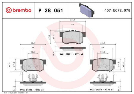 Brembo P28051 Brake Pad Set, disc brake - 1