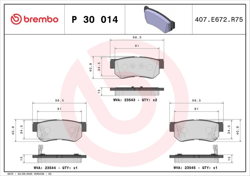Brembo P30014 Brake Pad Set, disc brake - 2