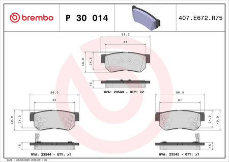 Brembo P30014 Brake Pad Set, disc brake - 2