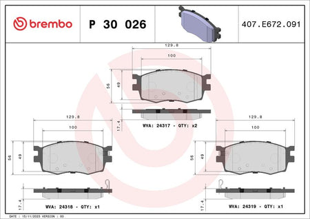 Brembo P30026 Brake Pad Set, disc brake - 1