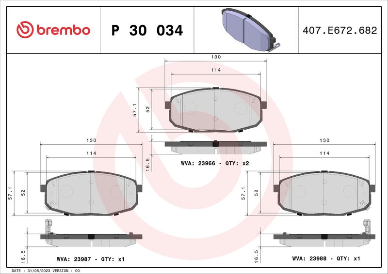 Brembo P30034 Brake Pad Set, disc brake - 1
