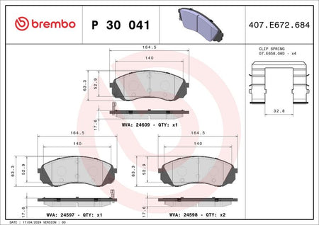 Brembo P30041 Brake Pad Set, disc brake - 1