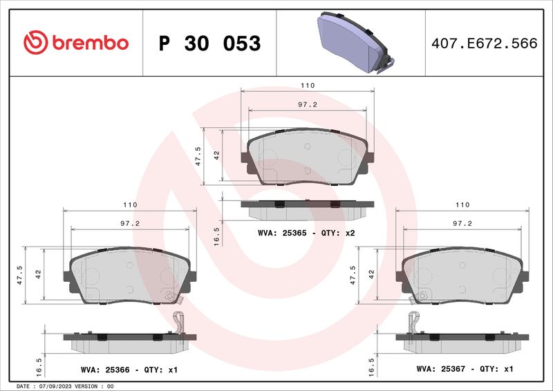 Brembo P30053 Brake Pad Set, disc brake - 1