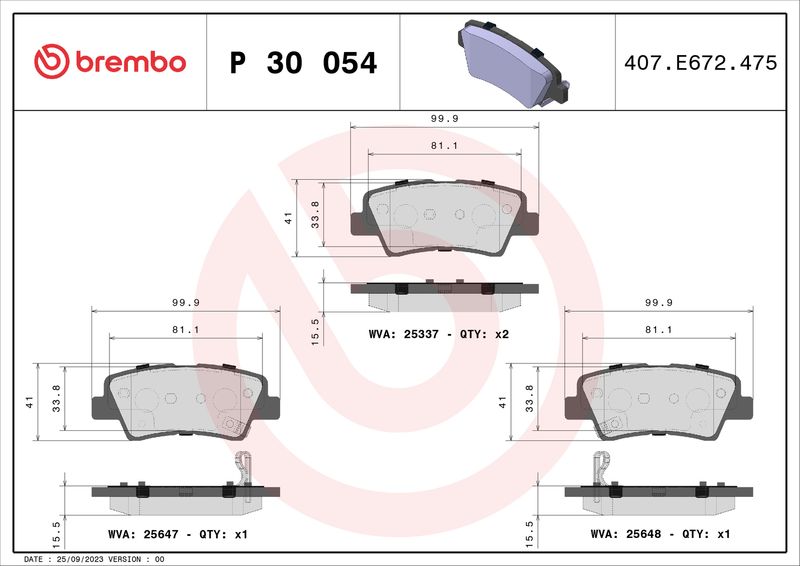 Brembo P30054 Brake Pad Set, disc brake - 1
