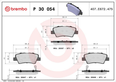 Brembo P30054 Brake Pad Set, disc brake - 1