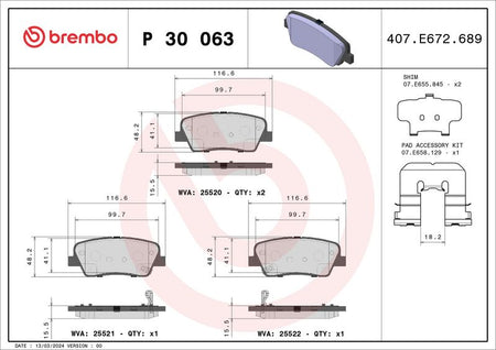 Brembo P30063 Brake Pad Set, disc brake - 1