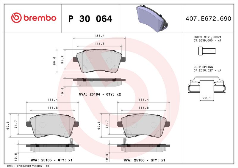 Brembo P30064 Brake Pad Set, disc brake - 1