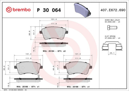 Brembo P30064 Brake Pad Set, disc brake - 1