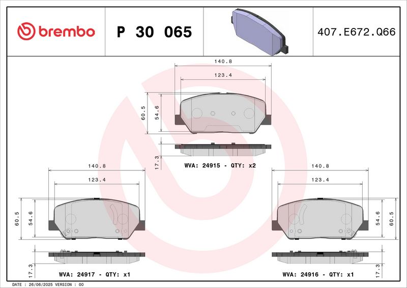 Brembo P30065 Brake Pad Set, disc brake - 2
