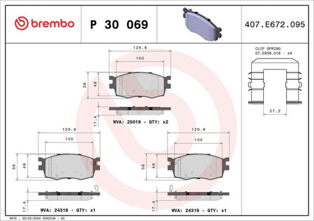 Brembo P30069 Brake Pad Set, disc brake - 1
