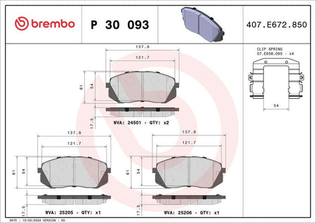 Brembo P30093 Brake Pad Set, disc brake - 1