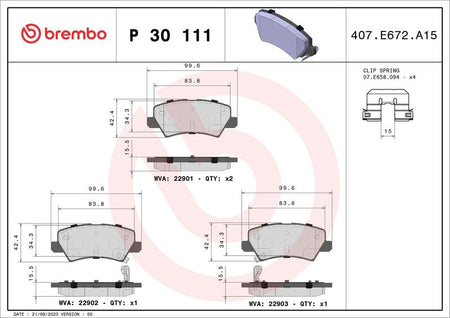 Brembo P30111 Brake Pad Set, disc brake - 1