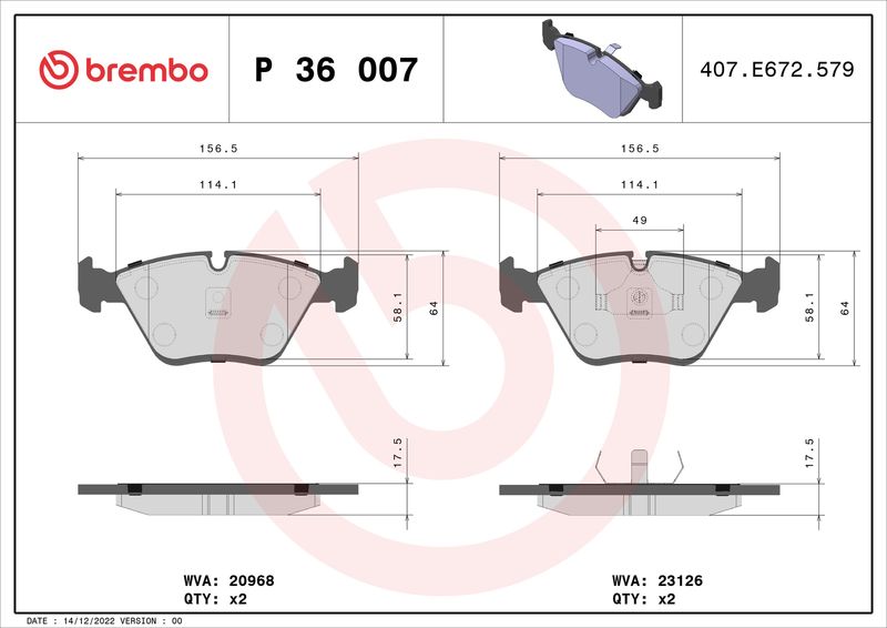 Brembo P36007 Brake Pad Set, disc brake - 1