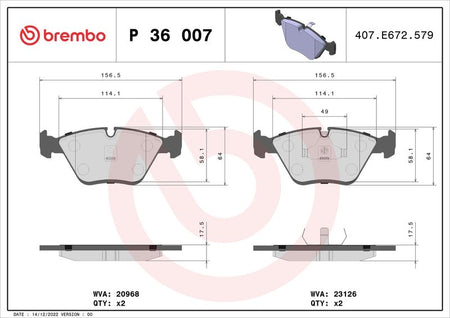 Brembo P36007 Brake Pad Set, disc brake - 1