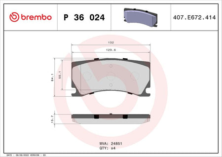 Brembo P36024 Brake Pad Set, disc brake - 1