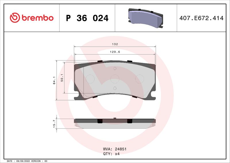 Brembo P36024 Brake Pad Set, disc brake - 1