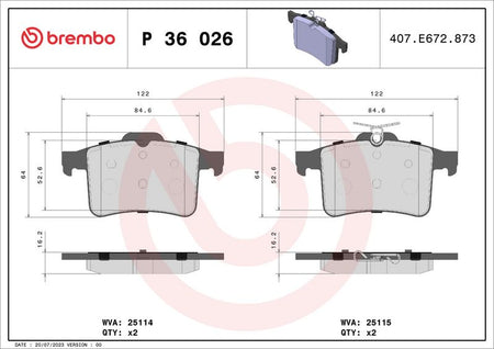 Brembo P36026 Brake Pad Set, disc brake - 1