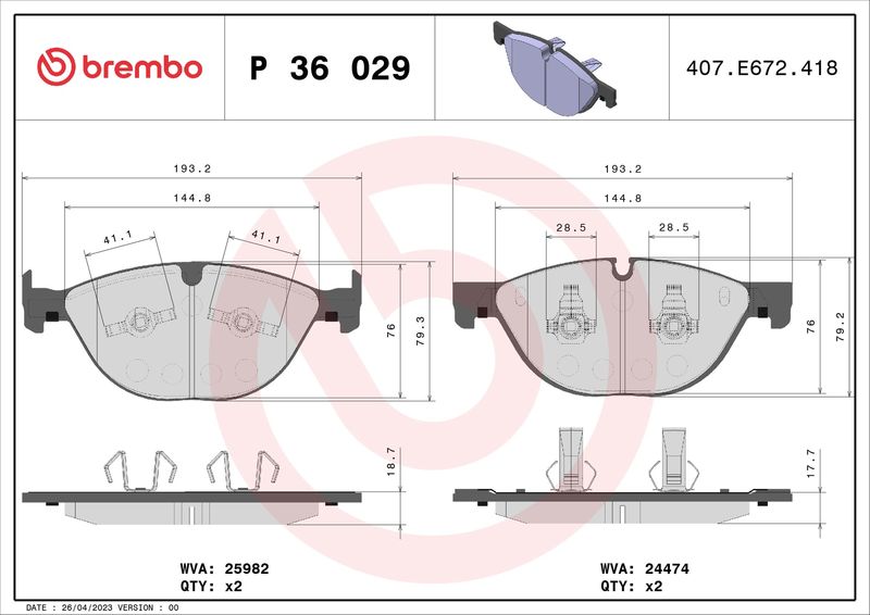 Brembo P36029 Brake Pad Set, disc brake - 1
