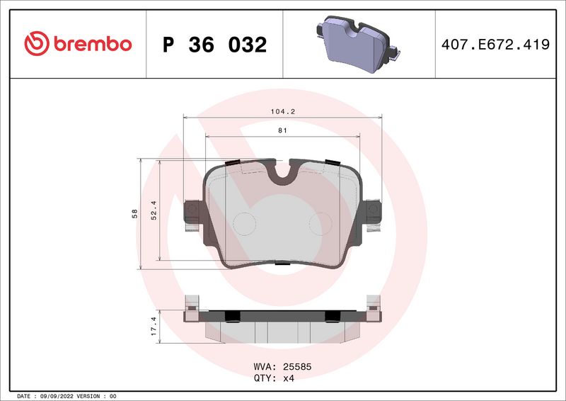 Brembo P36032 Brake Pad Set, disc brake - 1