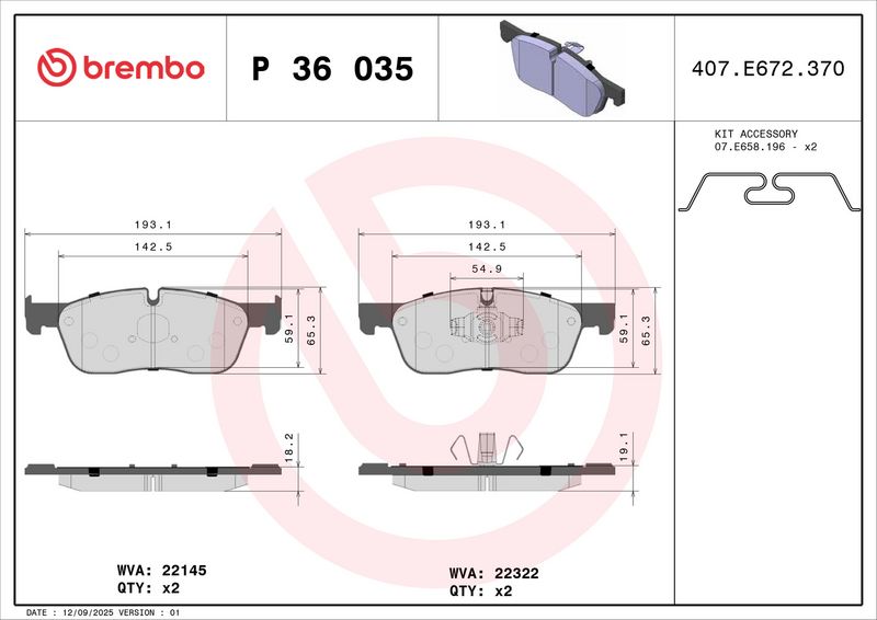 Brembo P36035 Brake Pad Set, disc brake - 2