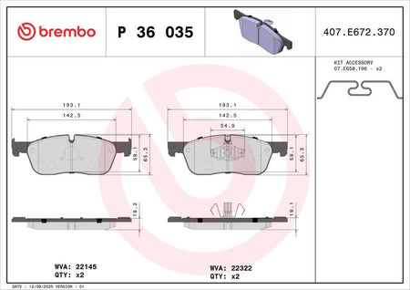 Brembo P36035 Brake Pad Set, disc brake - 2